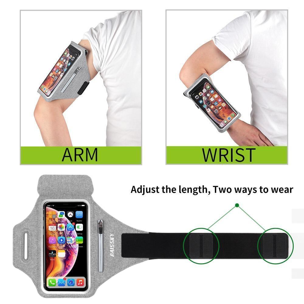 Brassard de sport vert, pochette de course zippée pour téléphone, support de bras, étui pour l'exercice et l'entraînement