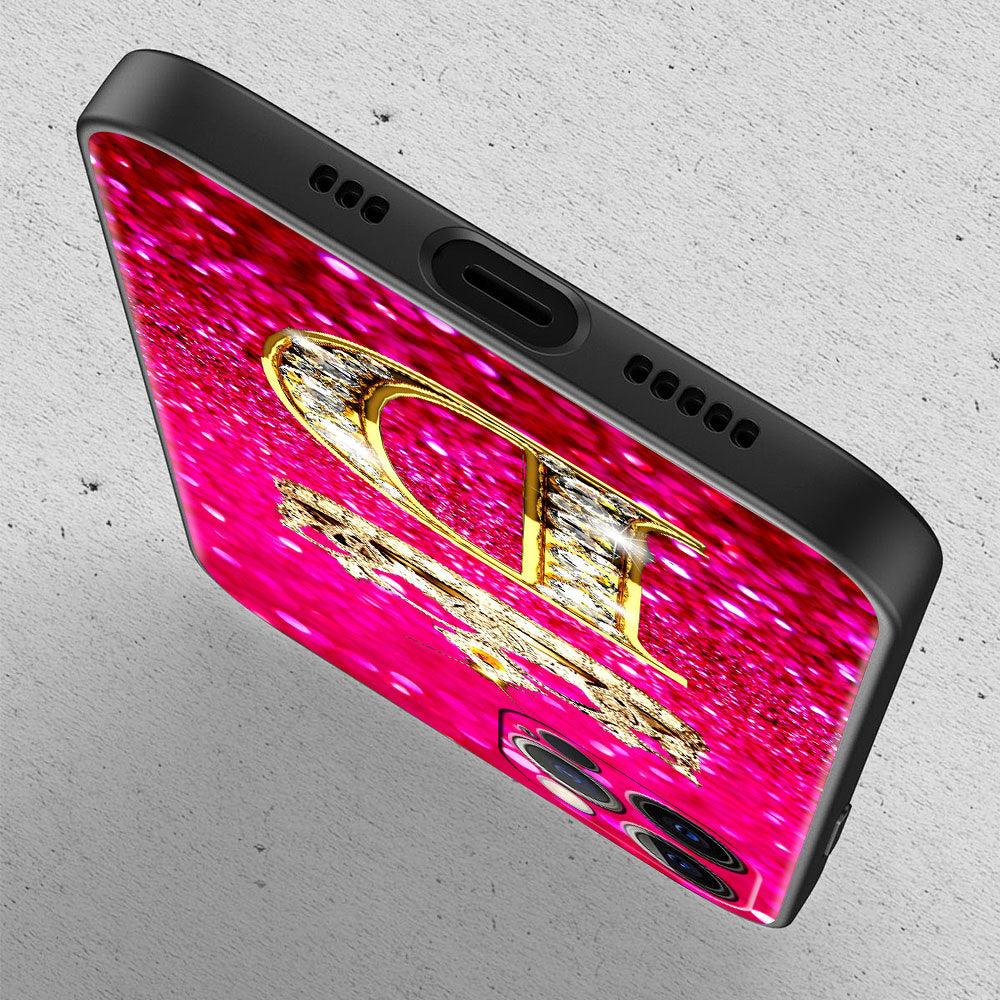 Coque de téléphone à lettres brillantes roses pour Iphone 11 7 Pro Xr X Xs Max 6 6s 8 Plus Paillettes Strass Coque de téléphone Souple Coque antichoc à paillettes scintillantes Coque de protection rose pour femmes