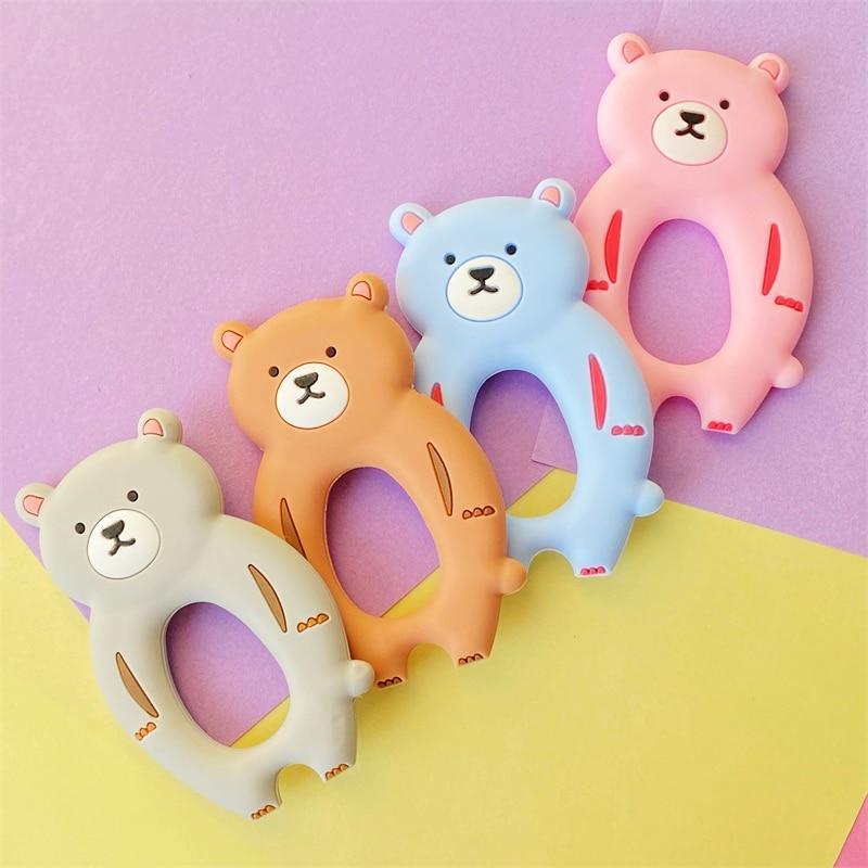 4pcs Ours Silicone Anneau de Dentition Bébé Jouets de Dentition Mâchable Dessin Animé Forme d'Animal Produits pour Bébé Cadeau d'Allaitement