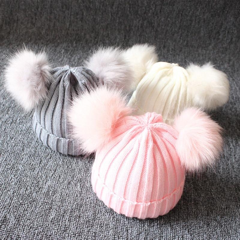 Ensemble bonnet et écharpe mignons pour bébé - Bonnet d'hiver en tricot chaud avec pompon pour bébé fille