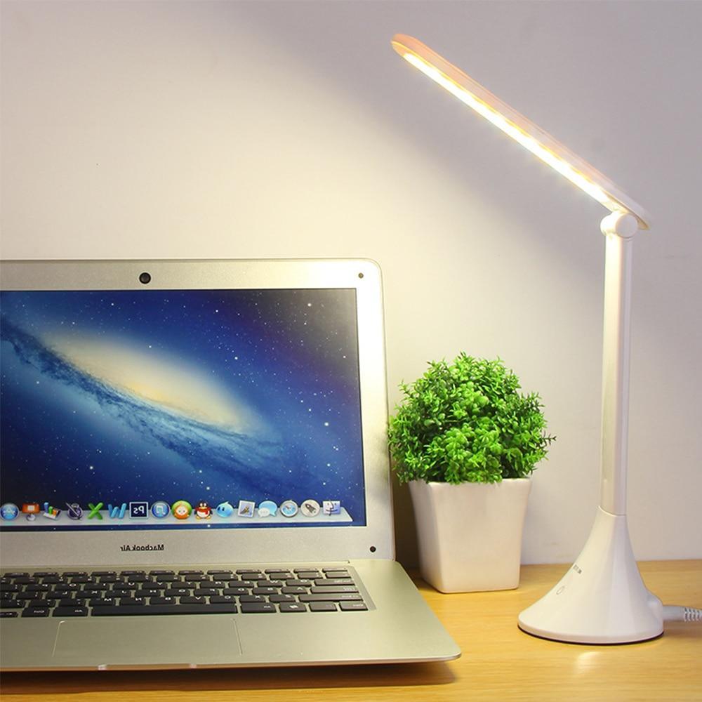 Lampe de table tactile LED STEVVEX pliable alimentée par USB, intensité variable, lampe de bureau LED avec protection oculaire, lampe de lecture pour étudiant, lampe de bureau (blanc)