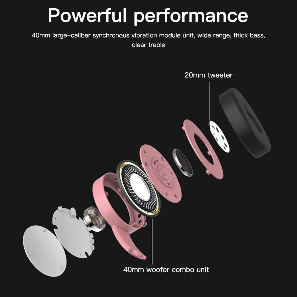 Casque audio pliable sans fil Bluetooth Stevvex de luxe intéressant et portable pour enfants, avec microphone réglable pour PC et téléphone (Rose)