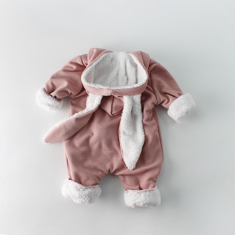 Combinaisons bébé hiver, barboteuses nouveau-né garçons et filles, combinaison à capuche oreilles de lapin pour bébés, motif lapin de luxe