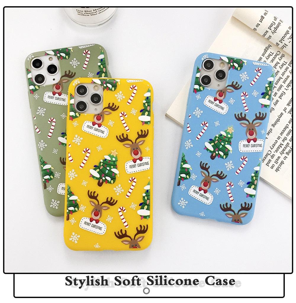 Coque de téléphone de Noël avec un beau Père Noël pour iPhone 13 14 12 11 Pro Max Mini 14Plus Housse souple en silicone Coque de téléphone mobile de Noël en silicone Coque de protection Coque confortable pour iPhone