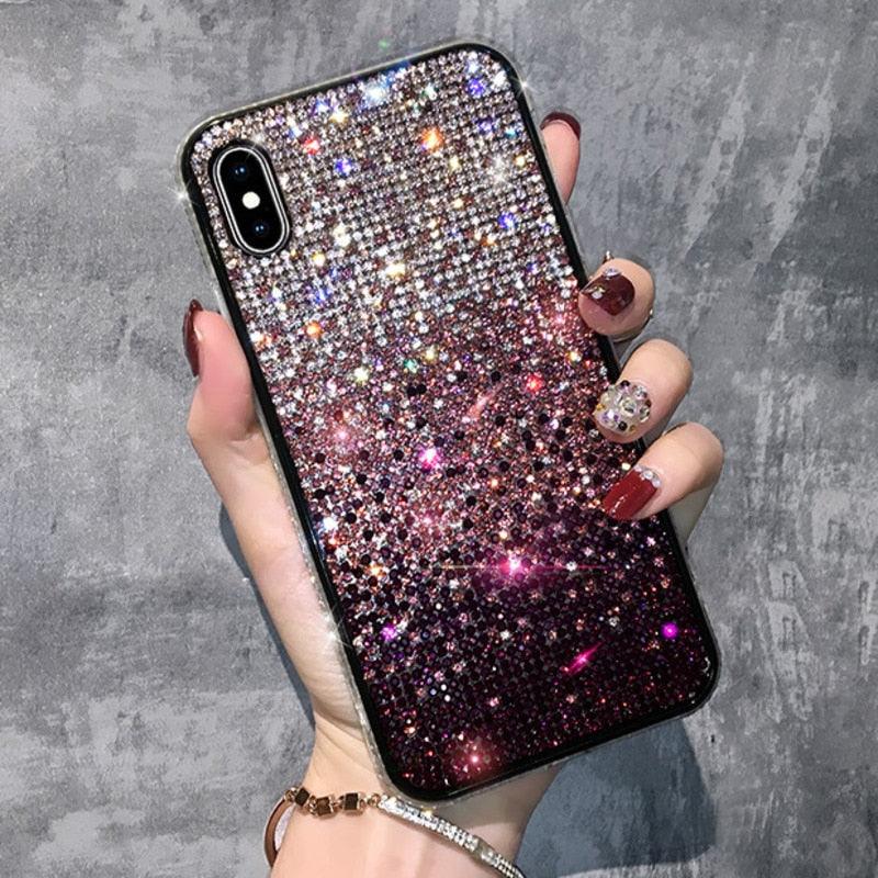 Coque de téléphone de luxe à paillettes scintillantes pour iPhone 14 13 12 11 Pro Max X Xr Xs 7 8 Plus, housse de protection tendance à paillettes étincelantes et strass avec étui souple pour iPhone