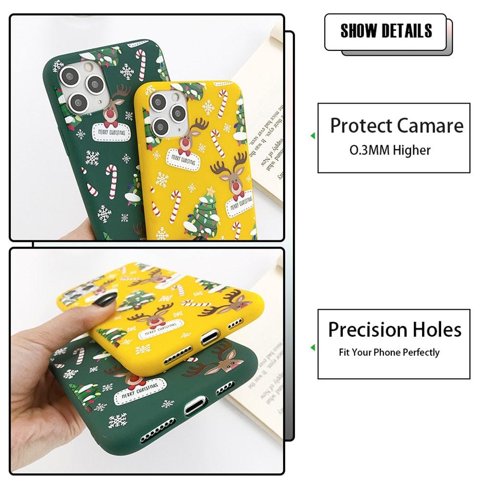 Coque de téléphone de Noël avec un beau Père Noël pour iPhone 13 14 12 11 Pro Max Mini 14Plus Housse souple en silicone Coque de téléphone mobile de Noël en silicone Coque de protection Coque confortable pour iPhone