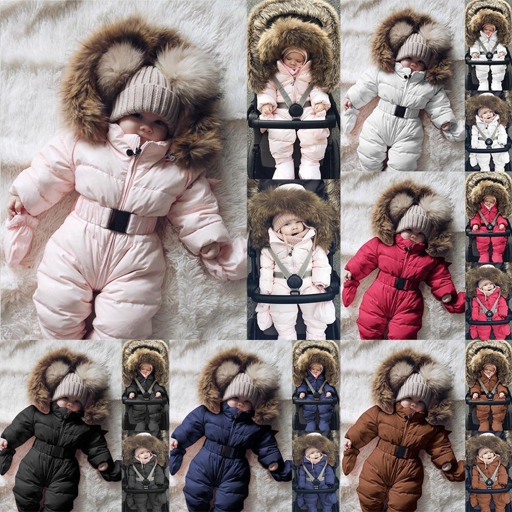 Vêtements d'hiver pour bébés, combinaison de neige chaude et épaisse à capuche pour garçons et filles