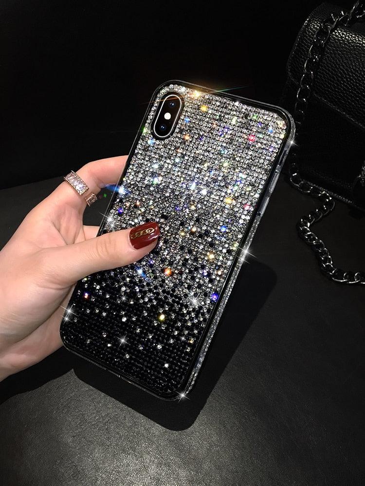 Coque de téléphone de luxe à paillettes scintillantes pour iPhone 14 13 12 11 Pro Max X Xr Xs 7 8 Plus, housse de protection tendance à paillettes étincelantes et strass avec étui souple pour iPhone