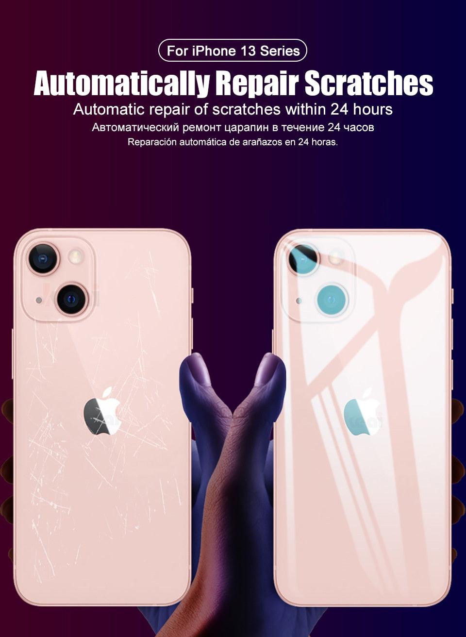 Protection d'écran en verre trempé ultra-fin pour iPhone 14 13 11 12 XS MAX XR X 7 8 6 6S SE Pro MAX Plus Mini, protection arrière souple anti-bulles/rayures