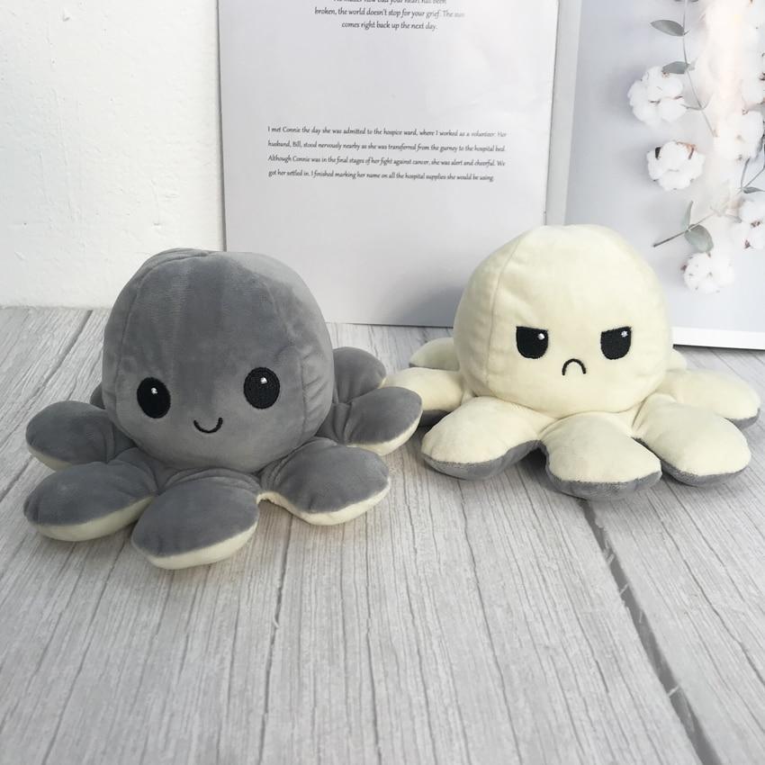 Poulpe en peluche réversible doux, jouet en peluche animal, accessoires pour la maison, poupée animal mignonne, cadeaux pour enfants, jouet en peluche pour bébé
