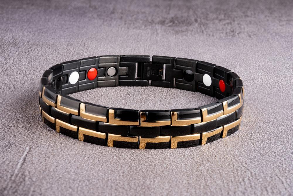 Bracelet tendance pour hommes, bracelet magnétique en acier inoxydable, bracelet magnétique doré pour hommes et femmes