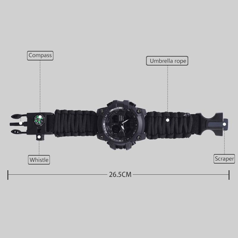 Montre de survie militaire pour homme avec boussole/sifflet/grattoir/étanche 30M, style G pour hommes, montre de sport antichoc Relogio Masculino