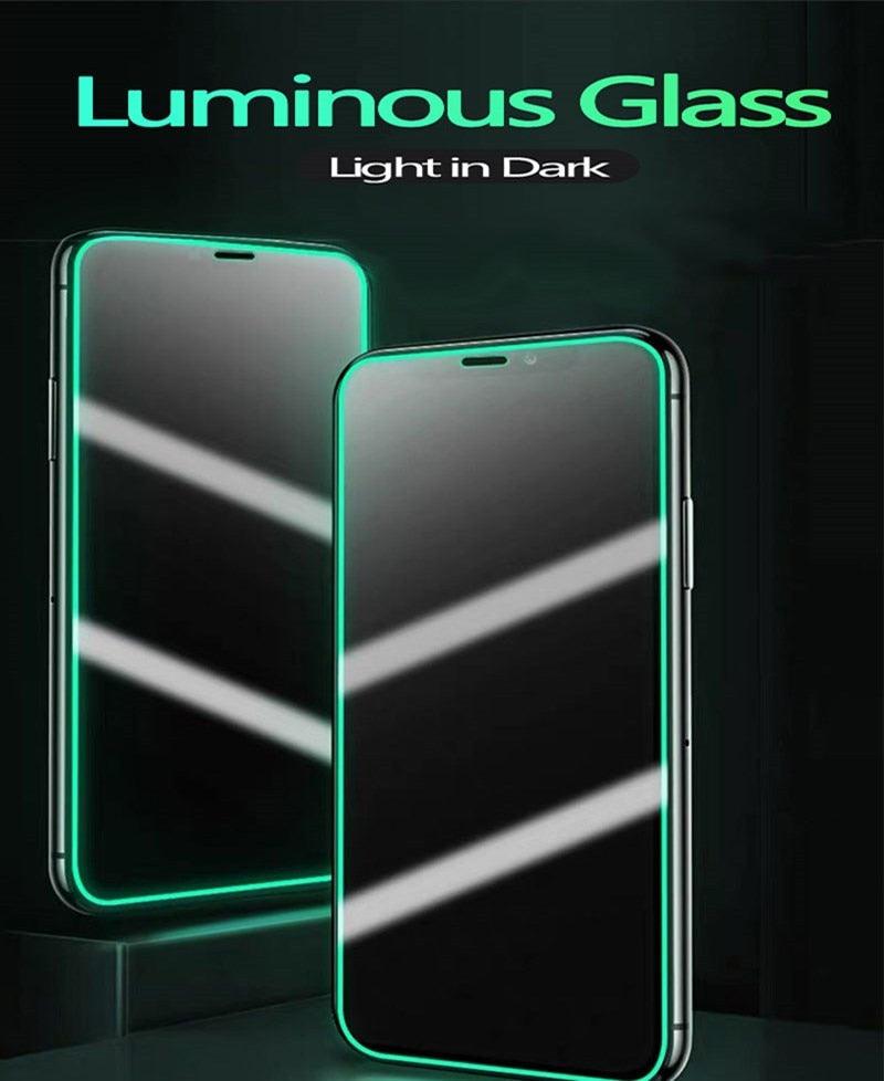 3 pièces protecteurs d'écran lumineux pour iPhone 14 11 Pro Max 12 Mini XR X XS, verre trempé lumineux pour iPhone 13 Pro Max 8 7 Plus, protecteur d'écran en verre trempé compatible avec iPhone