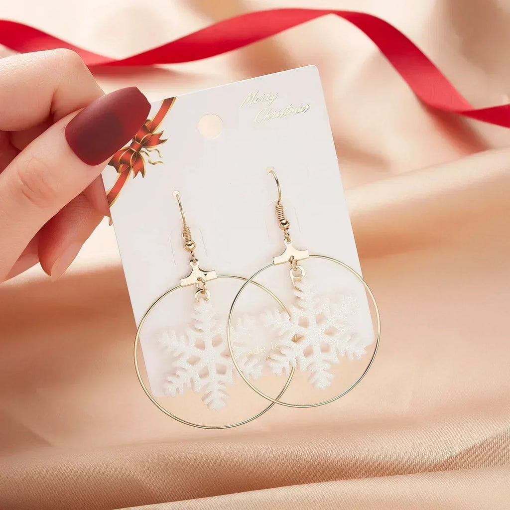 Rinhoo Noël Cercle Rond Cœur Cerf Élans Pendentif Boucles D'oreilles Perçantes Crochet D'oreille Boucle D'oreille Bijoux pour Femmes
