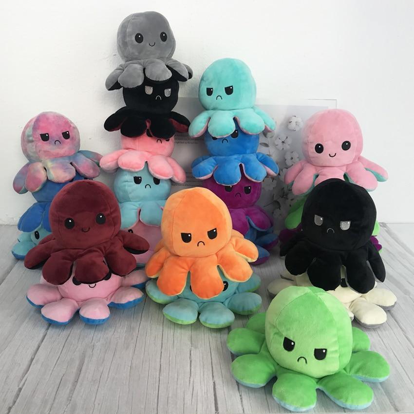 Poulpe en peluche réversible doux, jouet en peluche animal, accessoires pour la maison, poupée animal mignonne, cadeaux pour enfants, jouet en peluche pour bébé