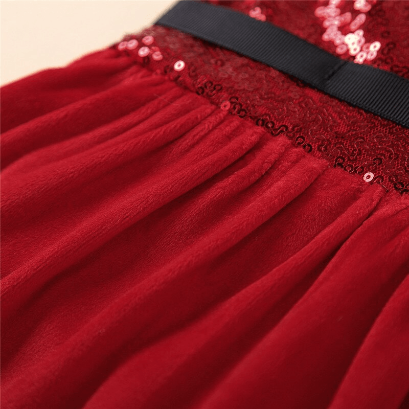 Robe Barboteuse de Noël pour Bébé Filles, Robe Barboteuse à Manches Volantes et Paillettes pour Enfants, Robes pour Fillette dans un Style de Noël Élégant