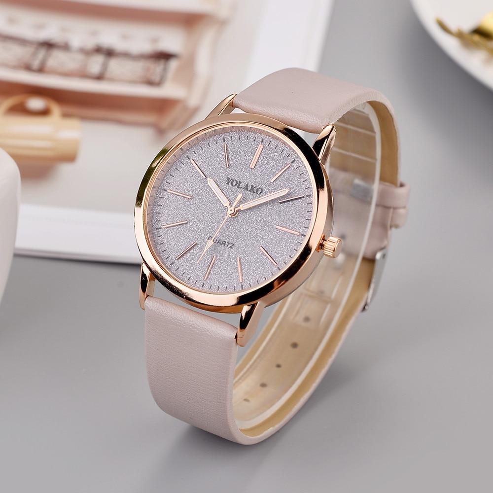 Montre Sky Watch pour femme, montre-bracelet décontractée à quartz avec bracelet en cuir, affichage analogique, montre de luxe pour femmes et jeunes filles
