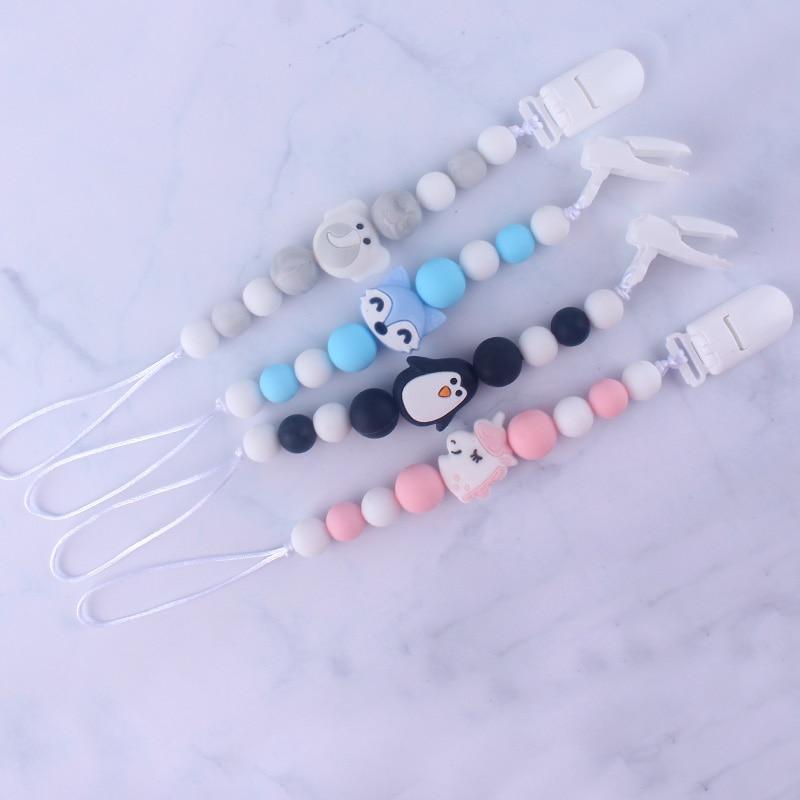 Attache-sucette pendentif animal fait main, porte-tétine pour bébé.