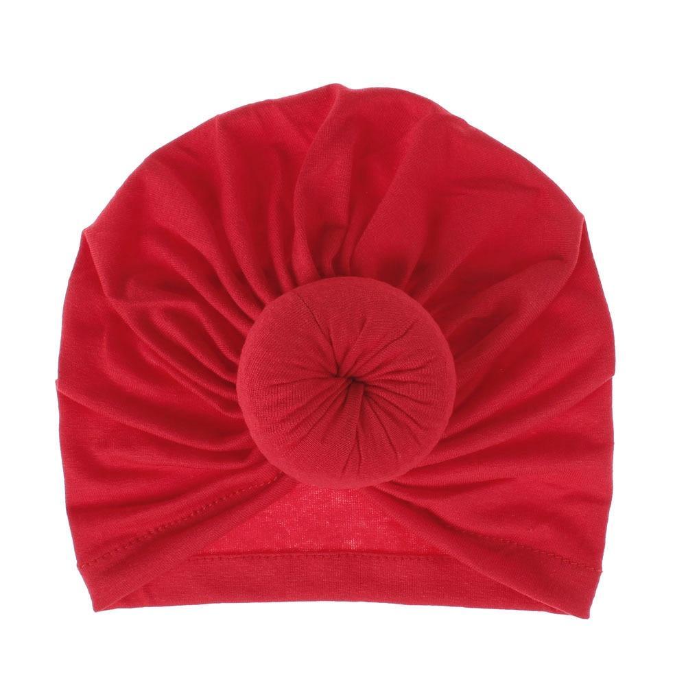 Turban pour bébé fille en coton tricoté, fait main avec fleur plissée, style élégant