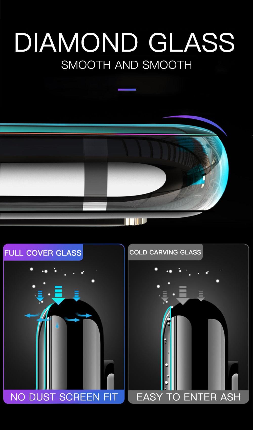 Verre trempé 20D pleine couverture pour iPhone 11 12 13 mini Pro X XR XS Max, protecteur d'écran pour iPhone 6 7 8 Plus SE, Film de protection HD transparent, installation facile, cadre, dureté 9H, sans bulles, anti-rayures et anti-traces de doigts