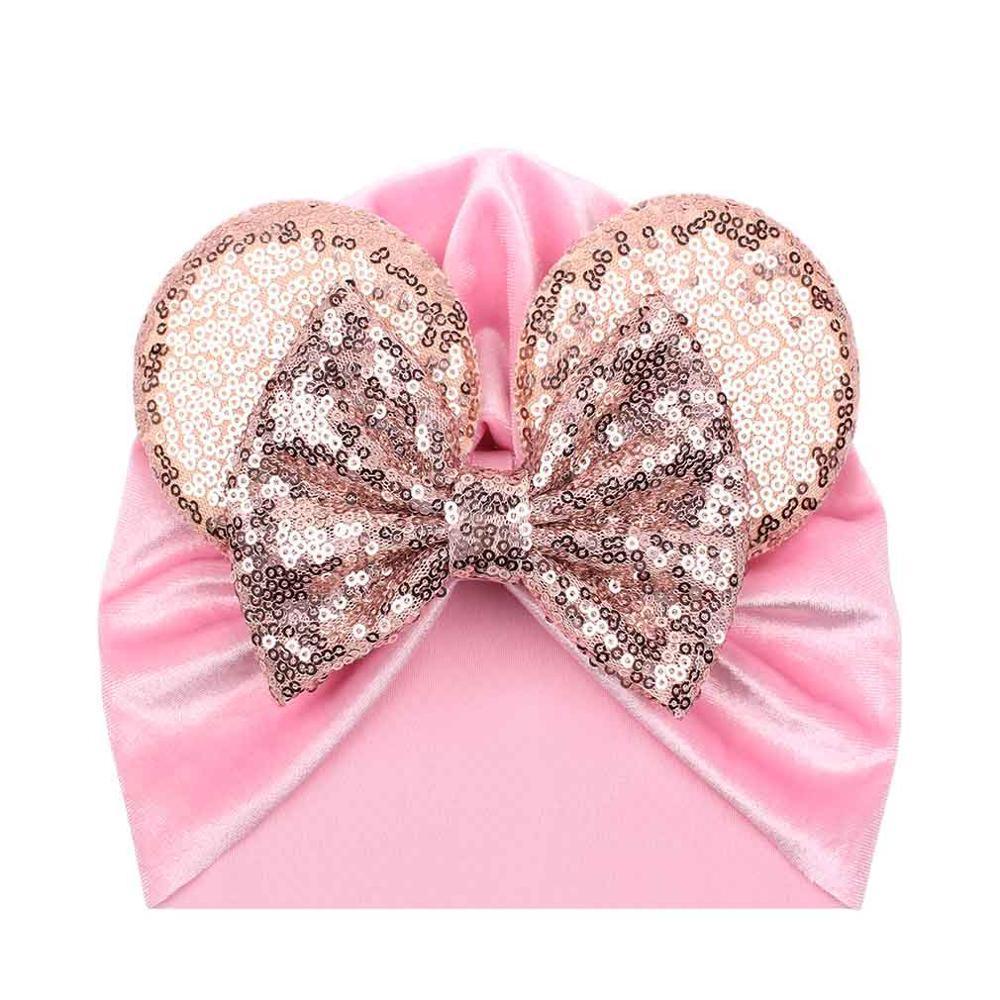 Bébé Moderne Brillant Mignon à Pois Gros Nœud Bonnet Chapeau pour Filles Enfants Bonnets en Flanelle Automne Hiver Chaud Turbans pour Filles