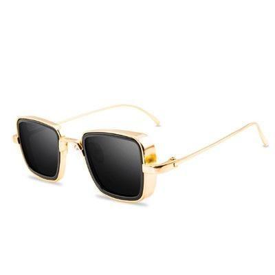 Lunettes de soleil tendance vintage Steampunk pour hommes, monture en métal de forme carrée, lunettes de soleil de marque élégantes et luxueuses au design rétro pour hommes