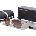 Lunettes de soleil polarisées de luxe élégantes pour femme, monture ronde en métal de haute qualité