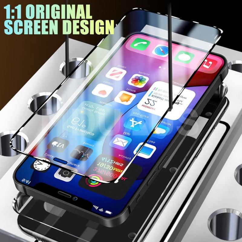 Verre de protection intégral 9999D pour iPhone 11 12 Pro XS Max X XR 12 mini, protection d'écran pour iPhone 8 7 6 6S Plus, film en verre trempé, coque de protection avant en verre trempé intégral pour iPhone