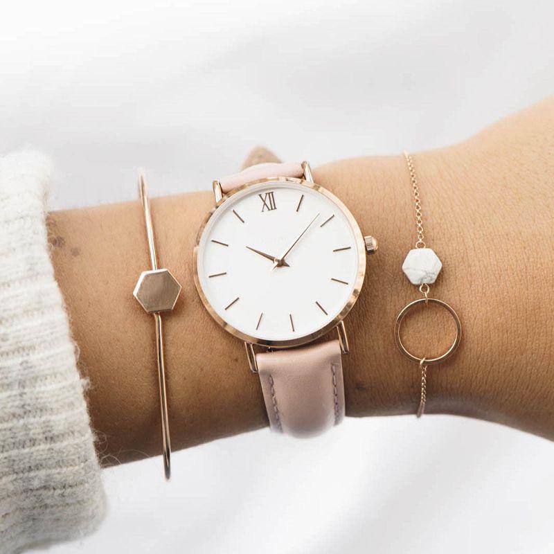 Nouvelles montres STEVVEX pour femme, montre-bracelet décontractée en cuir à quartz pour femmes et filles