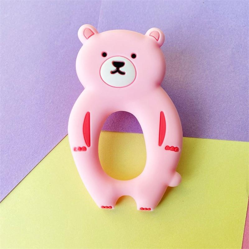 4pcs Ours Silicone Anneau de Dentition Bébé Jouets de Dentition Mâchable Dessin Animé Forme d'Animal Produits pour Bébé Cadeau d'Allaitement