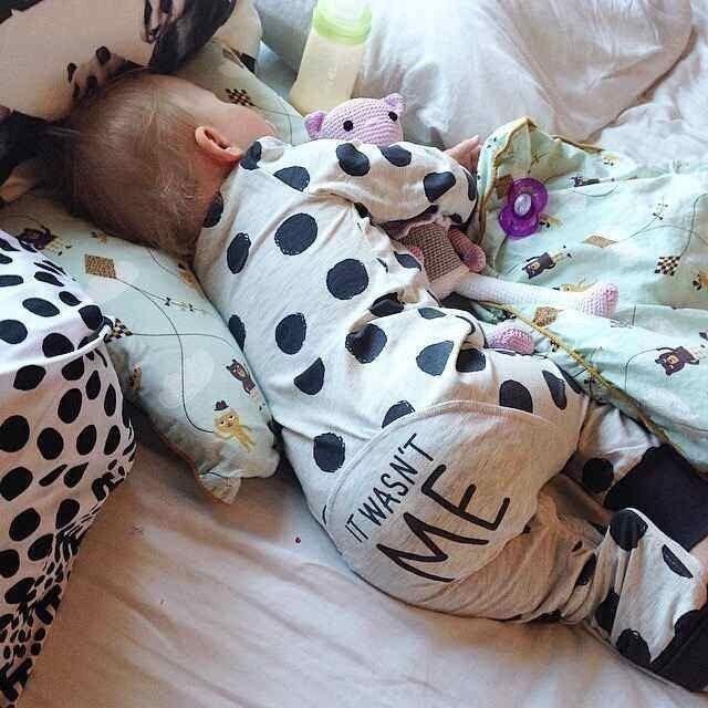 Mode "Ce n'était pas moi" Vêtements bébé garçon fille nouveau-né tout-petit combinaison à pois manches longues ensemble de vêtements pour nourrissons tenues