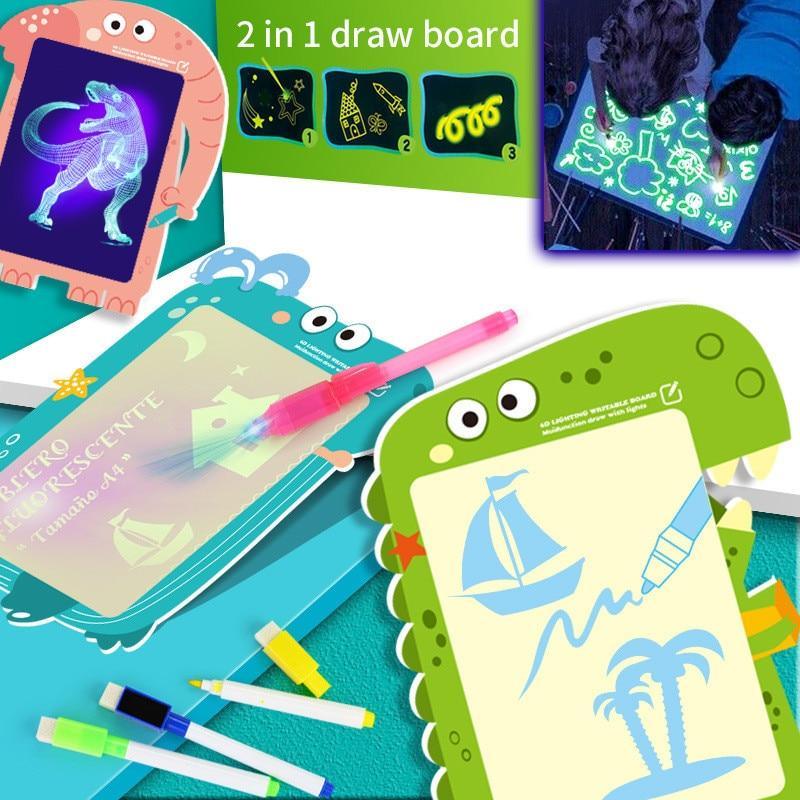 Tablette de dessin jouet éducatif Graffiti A4 A3 Led Lumineux Magique Brut avec lumière-amusant