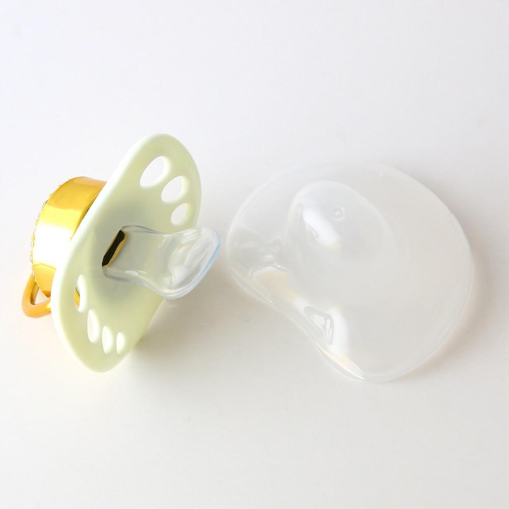Sucette de luxe étincelante blanche en cristal avec 26 lettres initiales disponibles, strass faits à la main, sucette pour bébé