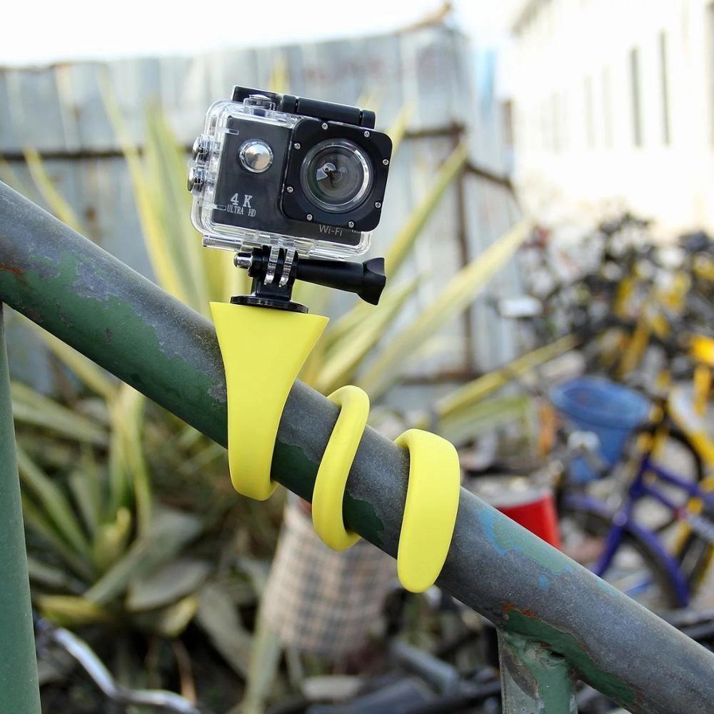 Monopode universel jaune flexible pour perche à selfie, support de téléphone de haute qualité pour appareil photo