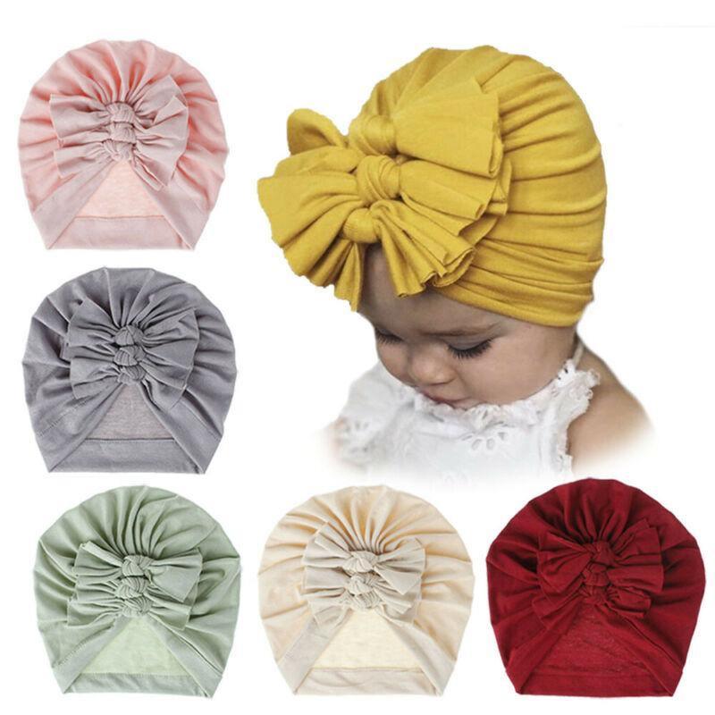 Turban Bonnet Coton Bébé Garçons et Filles Fait Main Moderne Chapeau Uni Bandeau pour Enfants