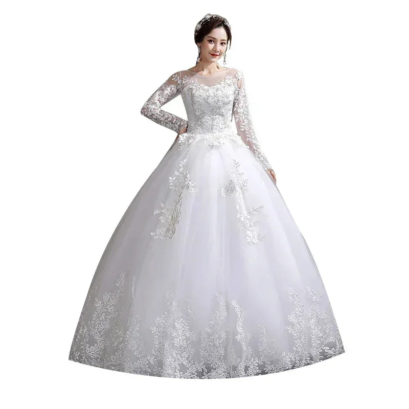 Robe de mariée de luxe personnalisée - Robe de bal à manches longues grande taille | Femstylo