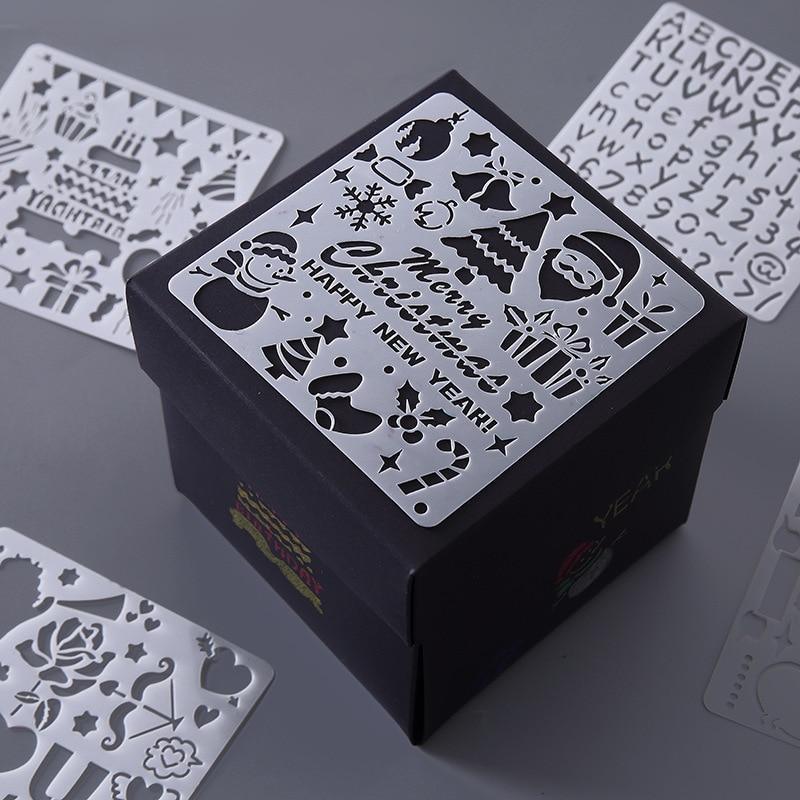 5Pcs/Set Règle pour enfants, modèle de peinture découpée, règle de dentelle thème album compte-main, pochoir de planche à dessin, outils de décoration pour jouet éducatif de dessin pour enfants