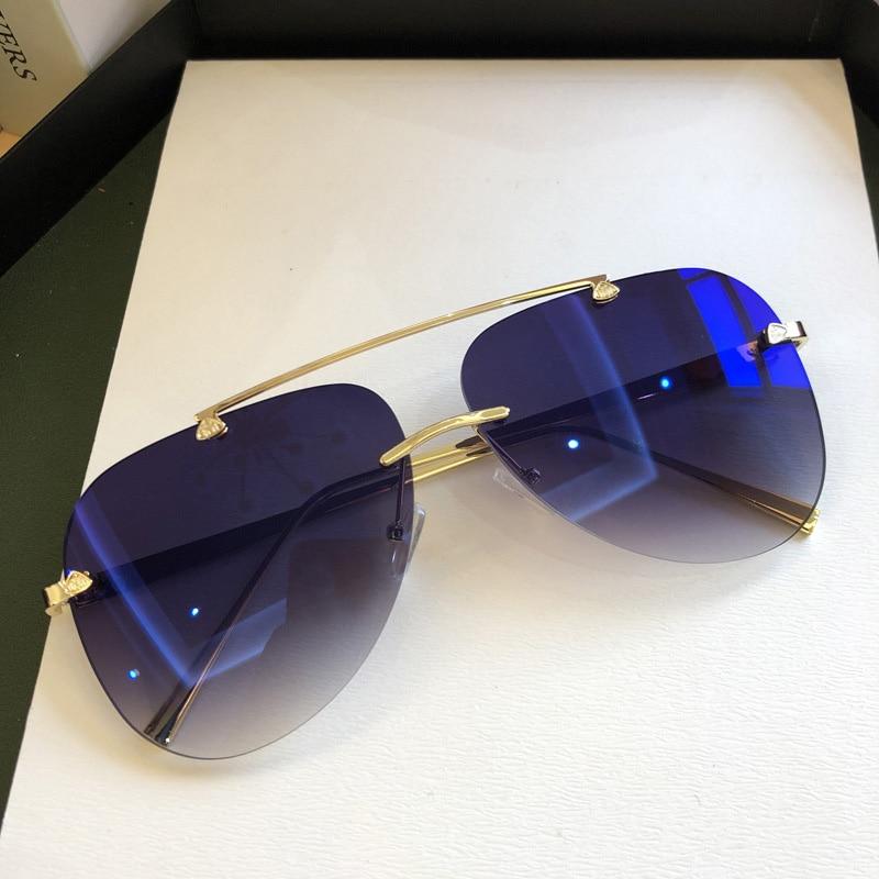Lunettes de soleil sans monture en métal pour hommes et femmes, miroir, mode, pilote tendance, lunettes de soleil, protection UV, lunettes dégradées