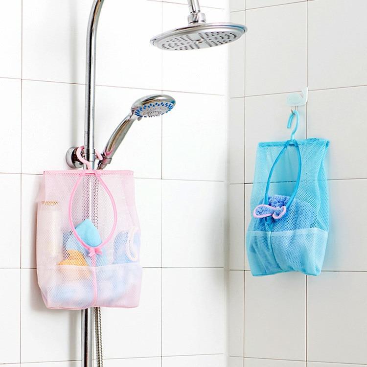 Sacs de rangement suspendus multifonctionnels en maille pour salle de bain, sacs en maille écologiques pour jouets de bain, paniers pour articles de rangement de salle de bain