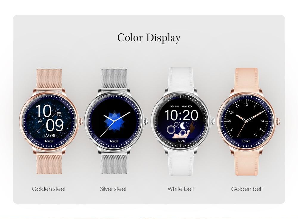 Montre connectée de luxe moderne et élégante pour femmes avec écran rond, compatible avec les systèmes Android et iOS, avec moniteur de fréquence cardiaque, pour filles, femmes et dames