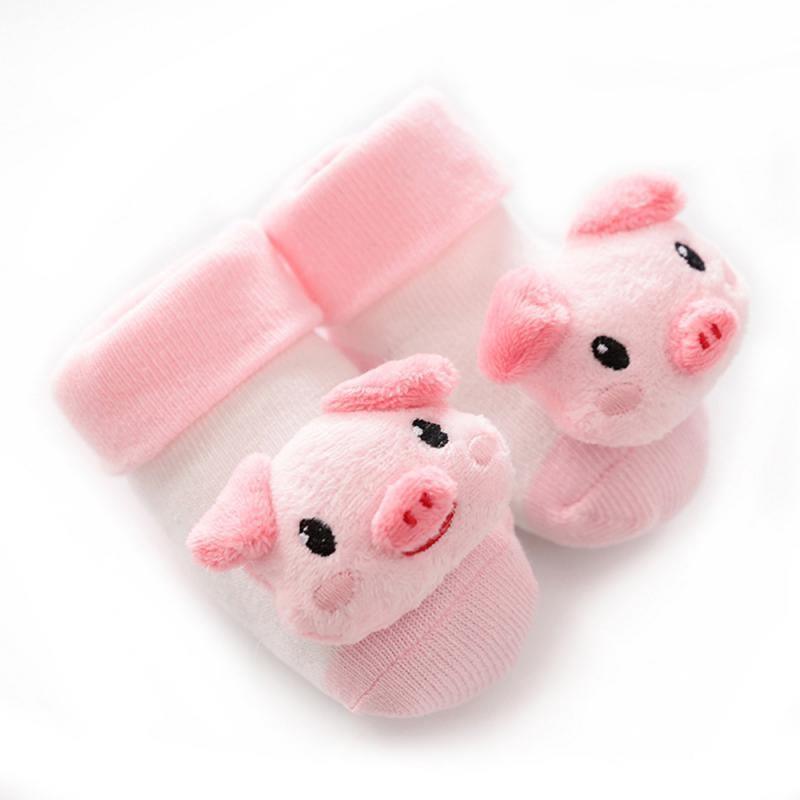 Chaussettes antidérapantes en coton pour bébés et tout-petits avec poupée clochette pour filles et garçons, chaussures douces pour enfants