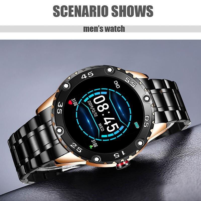 Nouvelle montre connectée pour hommes avec protection étanche IP67 et moniteur de fréquence cardiaque, podomètre pour systèmes Android et iOS, bracelet en acier, montre connectée de sport pour hommes