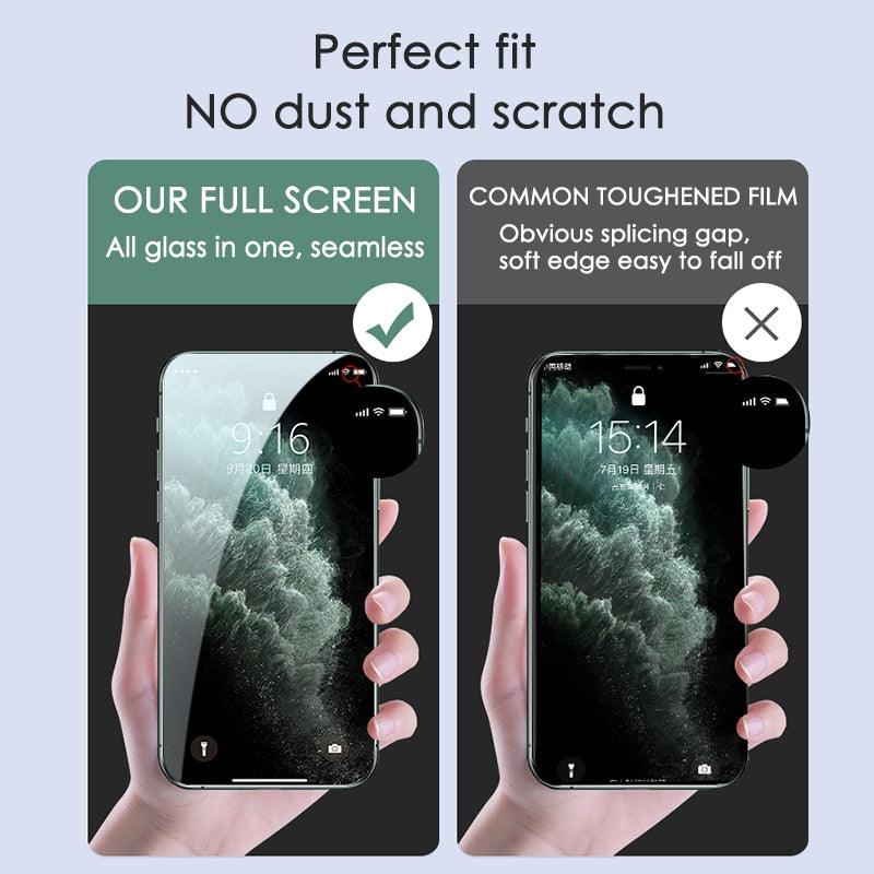 3 coques de protection intégrales en verre pour iPhone 11, 12, 13, 14 Pro Max, protection d'écran pour iPhone X, Xr, Xs Max, 7, 8, 6s Plus, Se, en verre, bord à bord, couverture complète de l'écran