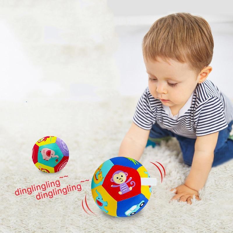 Jouets éducatifs pour bébé – Balle animale douce en peluche avec son, hochet de bébé, balle de développement corporel pour enfants
