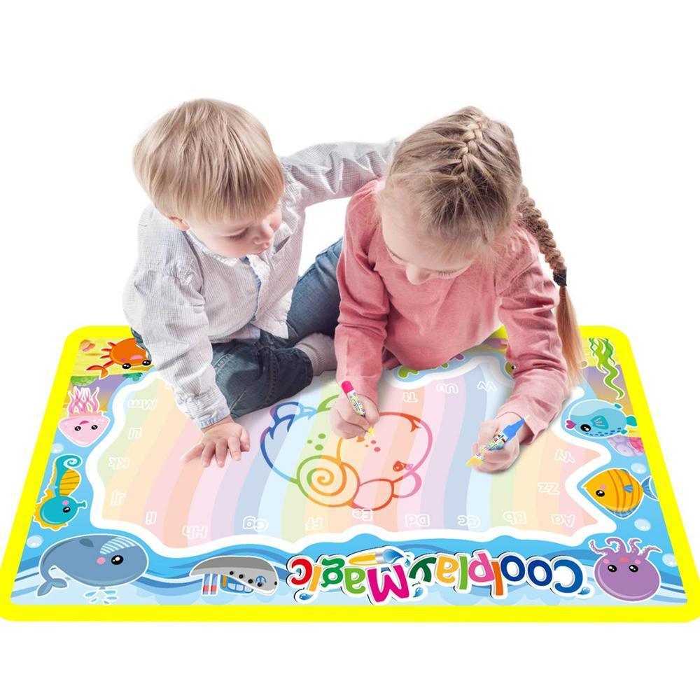 Tapis de Dessin à l'Eau Magique et 2 Stylos, Tableau de Gribouillage, Livres de Coloriage, Jouets Éducatifs pour Enfants