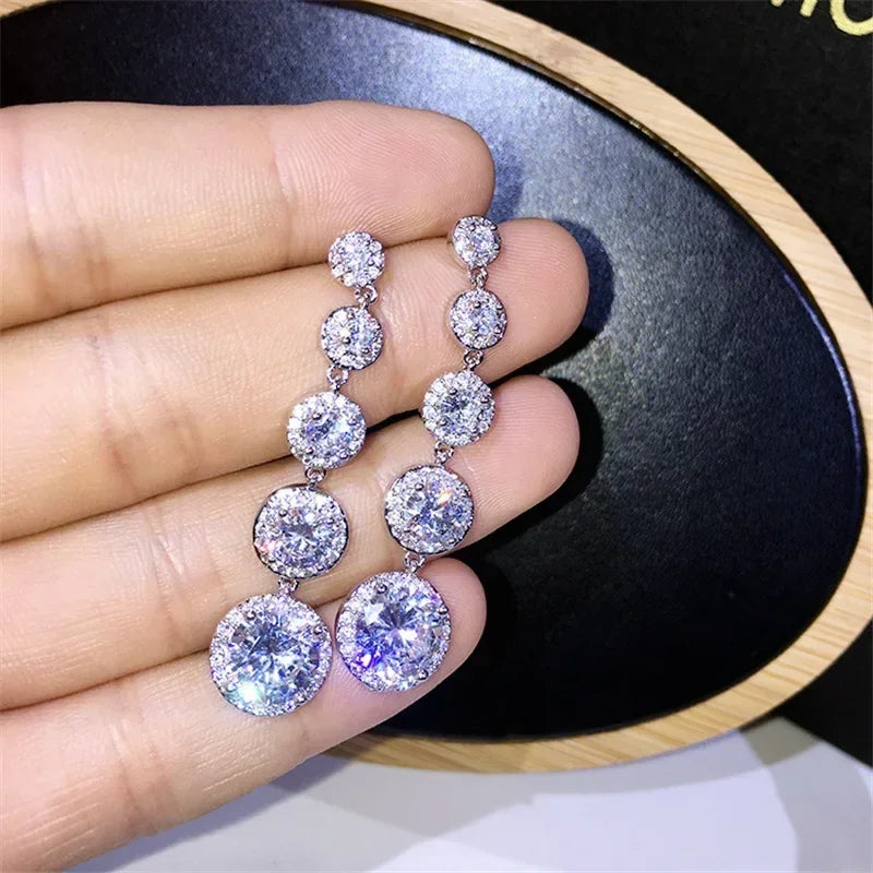 Boucles d'oreilles pendantes longues en forme de goutte d'eau et de zircon, style minimaliste, pour femmes, bijoux de mariage et de fiançailles 2021, boucles d'oreilles de mariée.