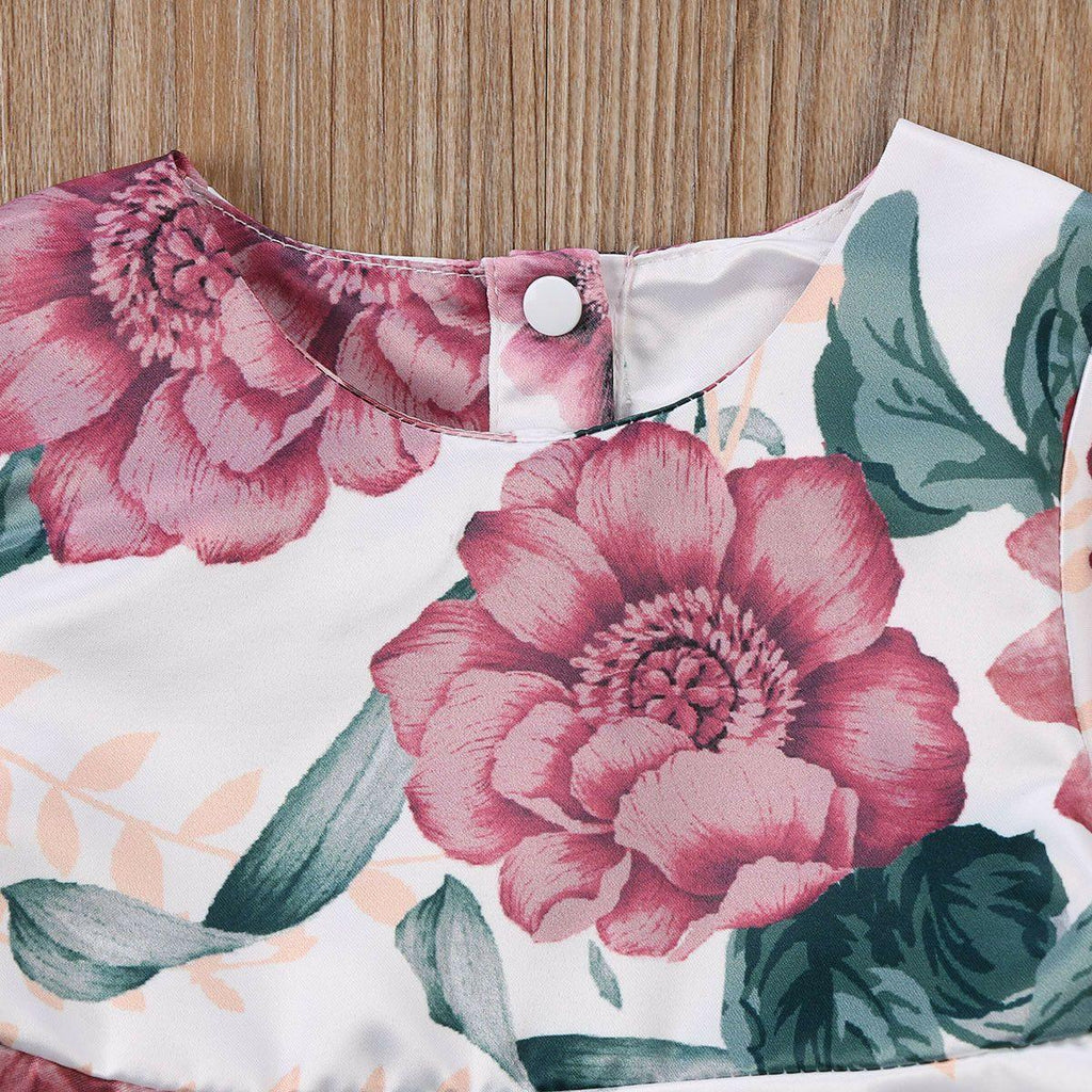 Bébé Fille Nouveau-né Robe Florale Enfants avec Robe Manches Longues + Bandeau Tenues Ensemble Vêtements Robe Moderne pour Filles