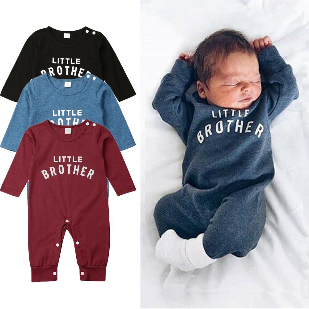 Bébé nouveau-né Filles Garçons Haut Barboteuse Combinaison Cache-couche Tenues Confortables Avec Texte Petit Frère Pour Garçons