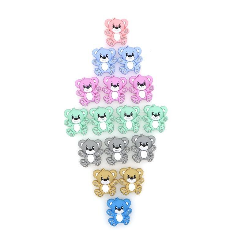 Perles en silicone Mini Ourson Accessoires de jouets pour tétine de dessin animé pour bébés et enfants