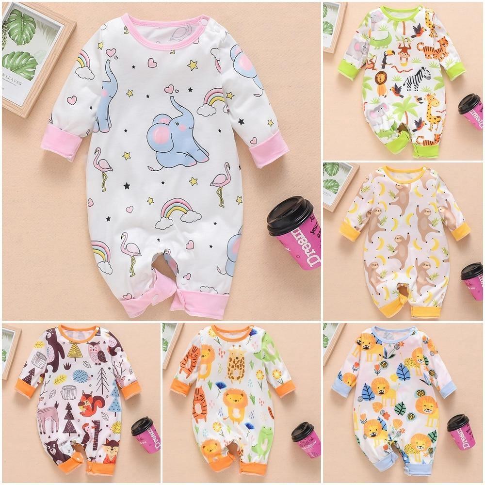Grenouillère bébé garçons filles barboteuse florale dinosaure voiture imprimée manches longues coton barboteuse combinaison enfant pour enfants